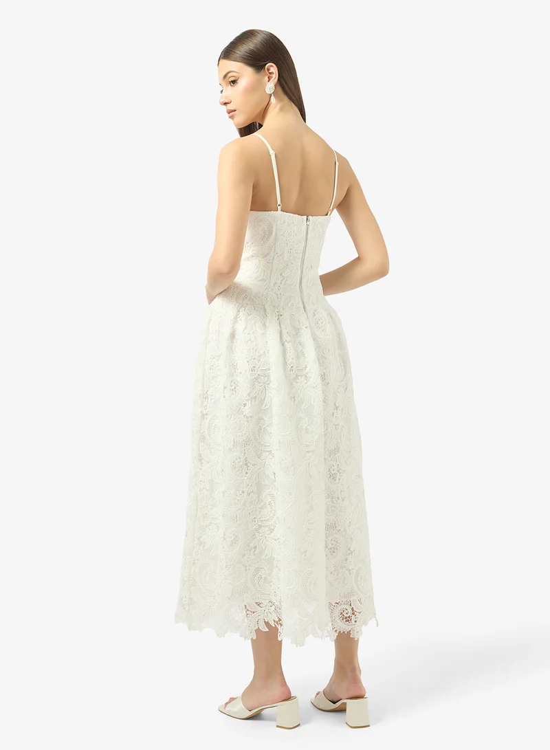 جاست مي فستان ميدي بشريط دانتيل مفصل